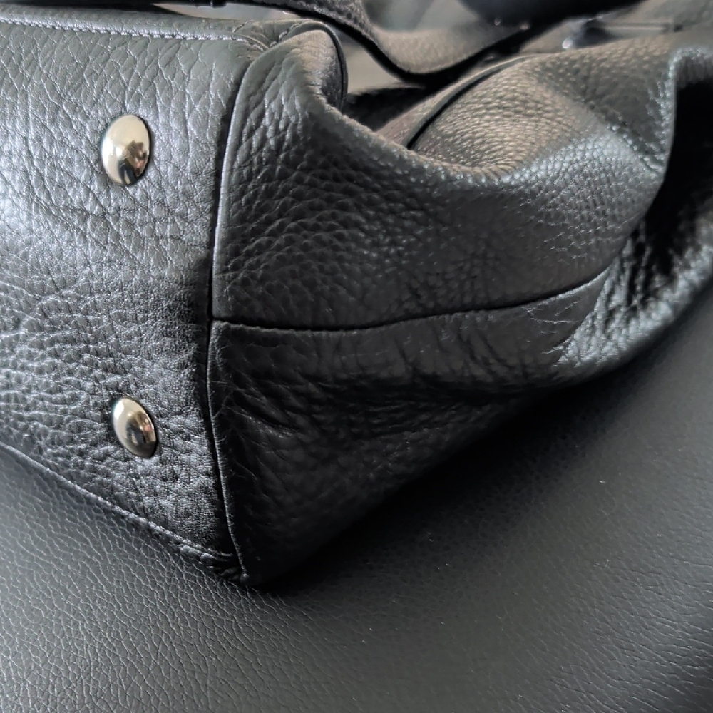 Coach "Penelope" (F19264) Black Pebbled Leather Tote with Turnlock Front Pocket - Picture 13 of 16